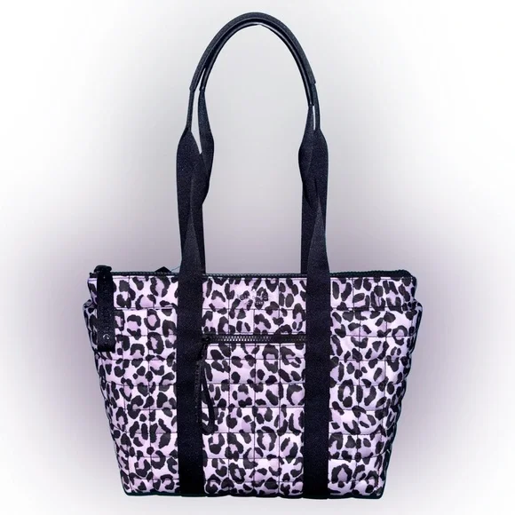NWT Kate Spade Quilted Leopard Tote Bag – Black/Purple & Pink Tones - Picture 1 of 5